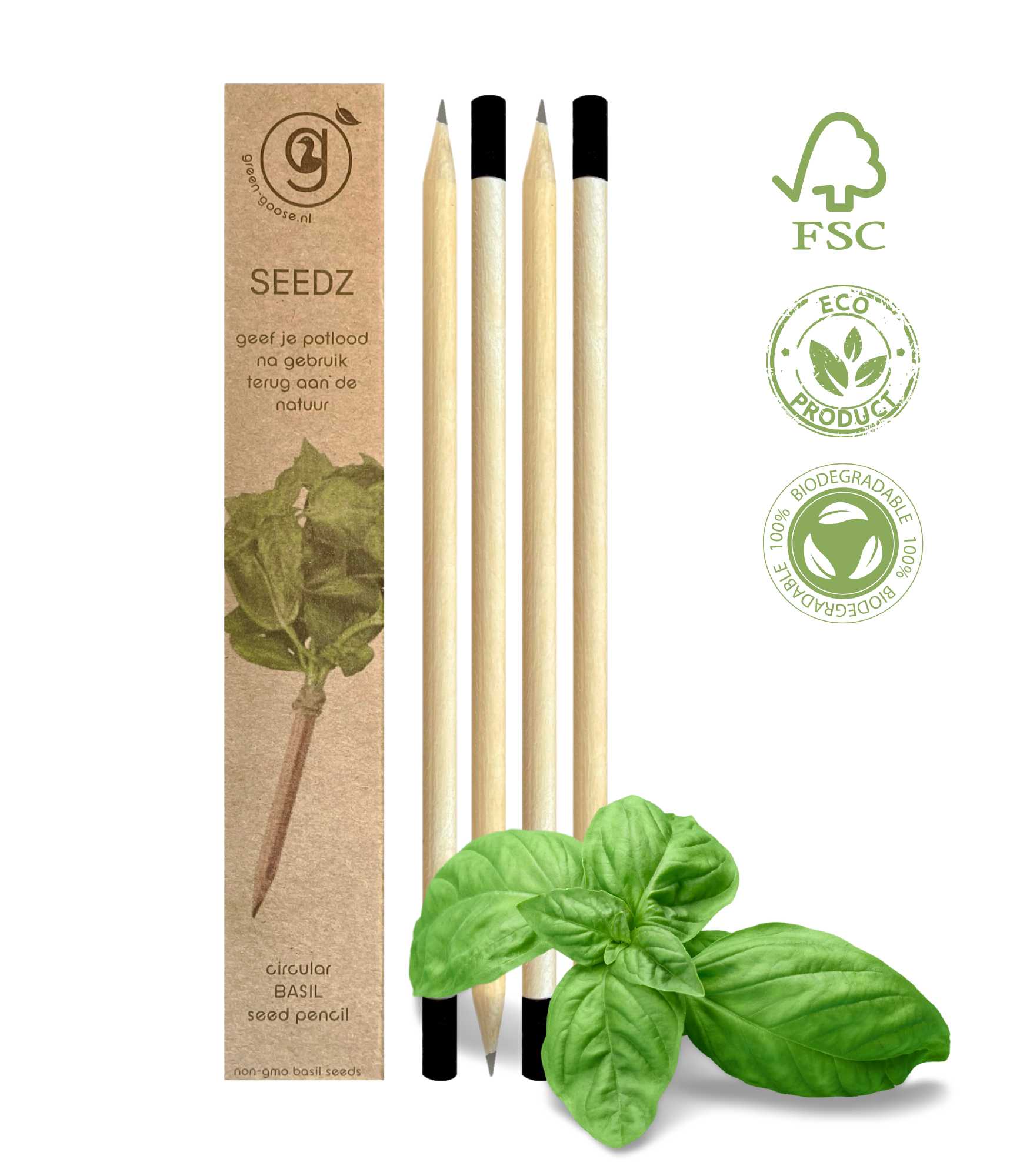 Seedz Flower Pencil | 4 Pieces | Basil green-goose