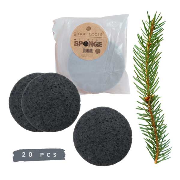 green-goose Bamboo Charcoal Cellulose Sponges | 20 pieces green-goose