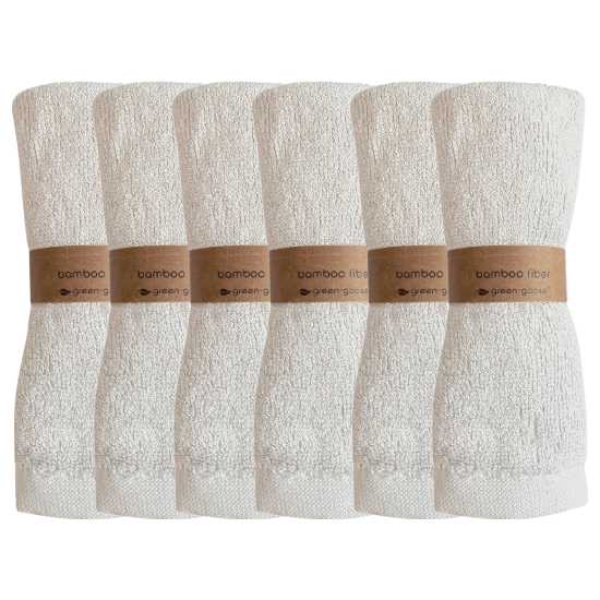 green-goose Bamboo Washcloths | 6 Pieces | White green-goose