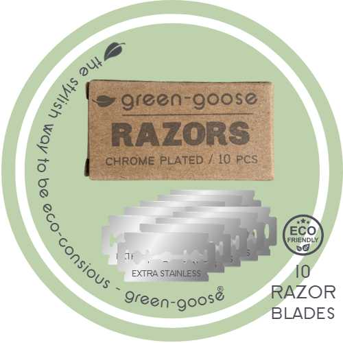 green-goose Classic Razor with Shaving Soap and Shaving Brush | Silver Butterfly Clasp green-goose